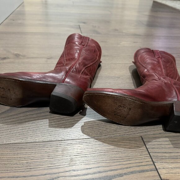 Red Lucchese Women's Cowboy Boots - Picture 6 of 8